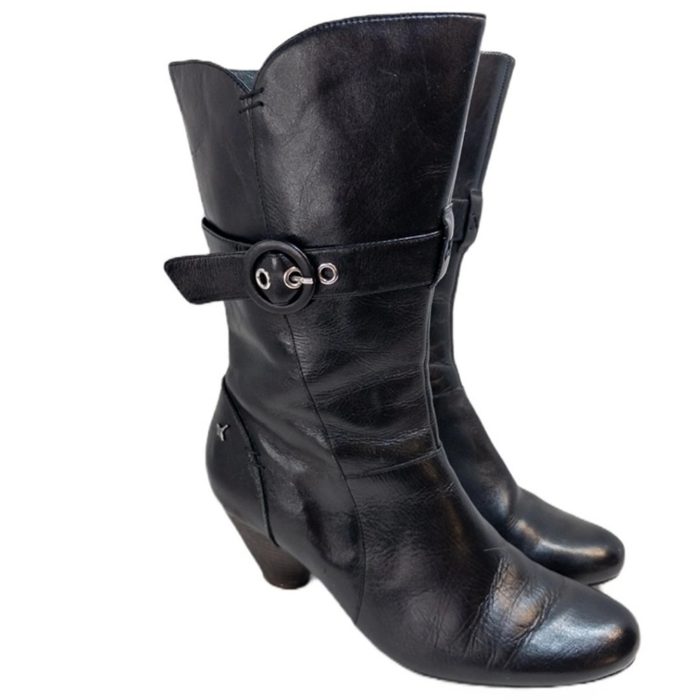 PIKOLINOS WOMEN'S BLACK LEATHER MID CALF BOOTS SZ 40 US 9